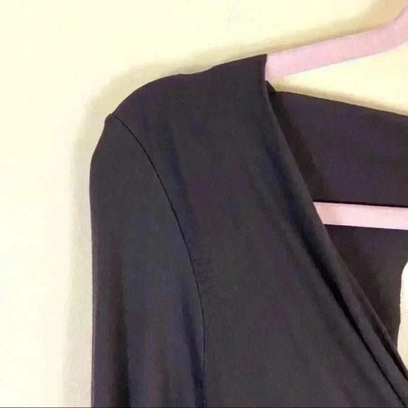 BCBGMaxAzria Dark Brown Rayon Drapey Sequined Long Sleeve Top - Picture 4 of 12